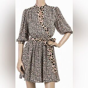 Diane Von Furstenberg Leopard Print Stretch Silk Abel Midi Wrap Dress Size 10